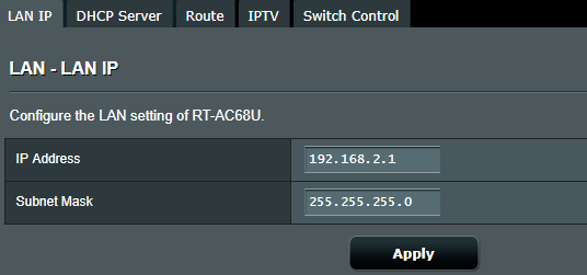 ASUS router change IP address