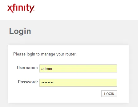 xfinity router login