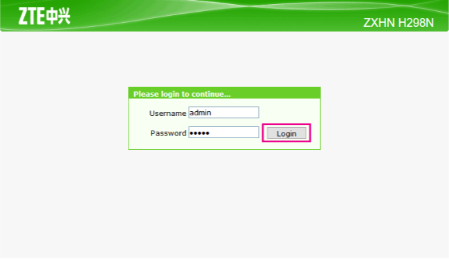 zte router login