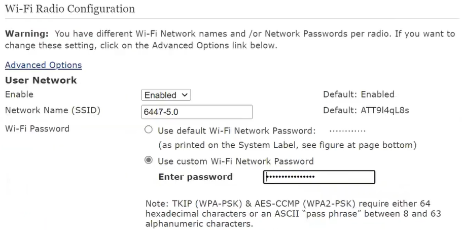Attlocal.net change wifi network name and password