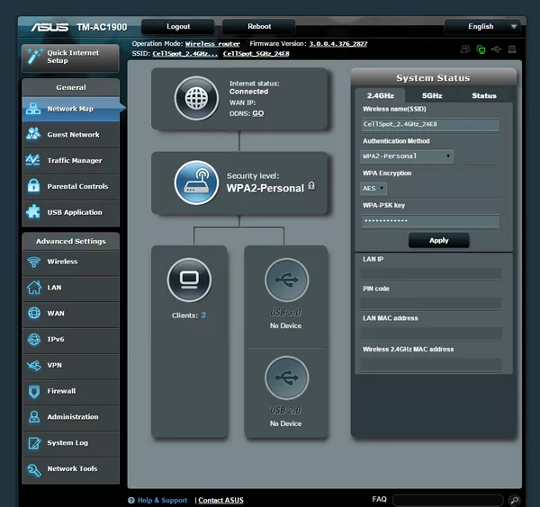 CellSpot.Router change wifi name and password