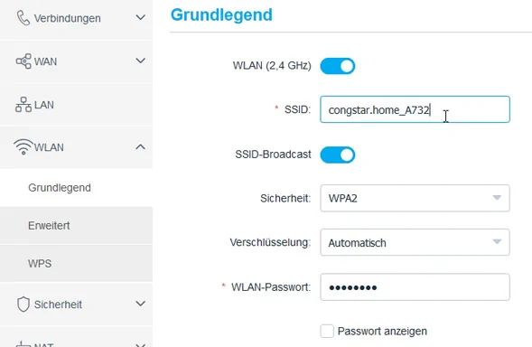 Congstar.home Congstar router change wifi network name and password