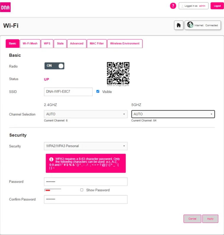 Dna.wifi Dna modem Change WiFi name and password