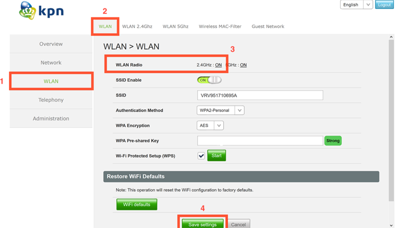 Experia Box V10A change wifi name and password