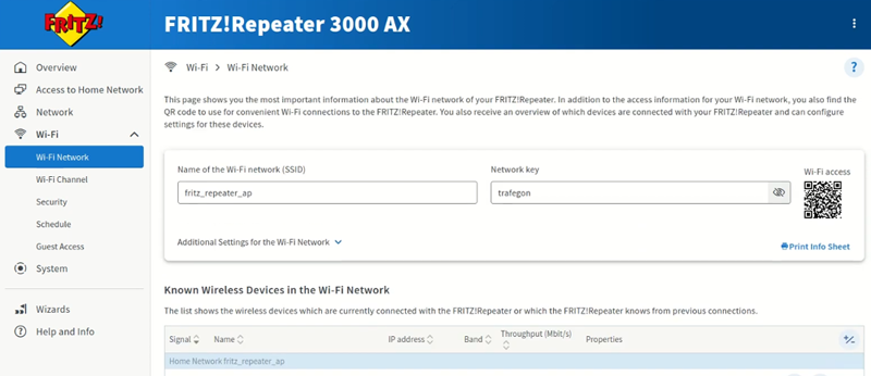 Fritz.repeater change wifi network name and password