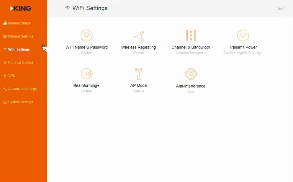 KING WiFiMax router Mykingwifi.com change wifi network name and password 1