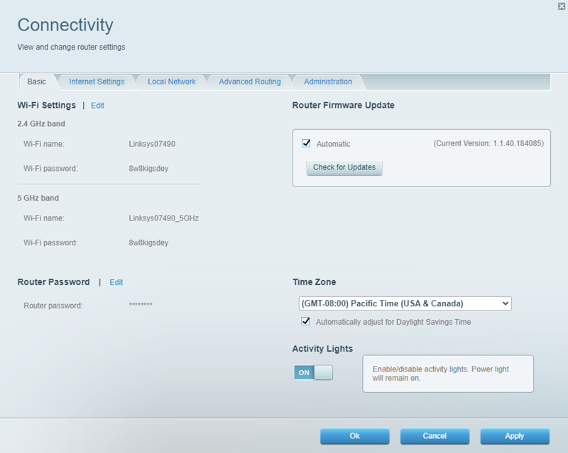 LinksysSmartWiFi.com change wifi name and password