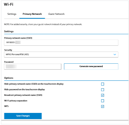 My.mifi change network ssid and password