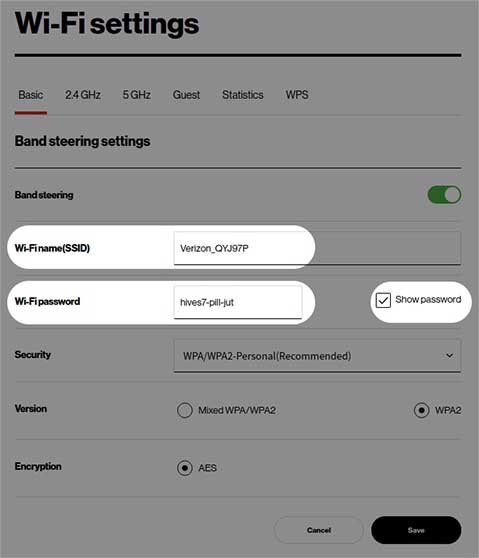 Myfiosgateway.com Fios change WiFi name and password