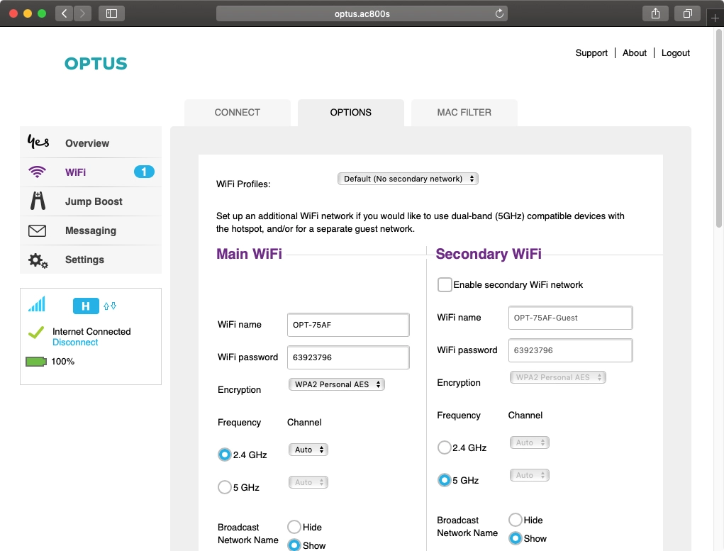 NETGEAR AC800S Optus.AC800S change wifi name and password