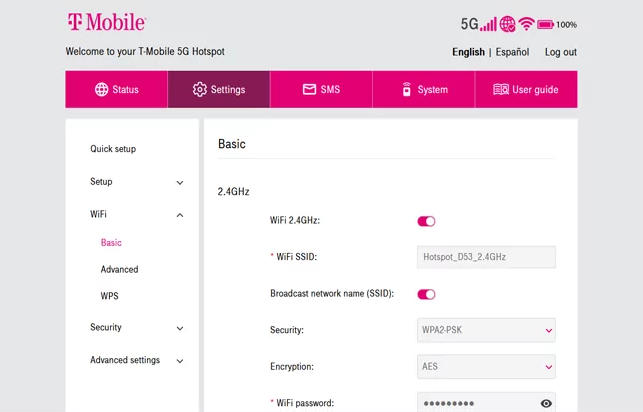 T-Mobile 5G Hotspot change WiFi SSID and password
