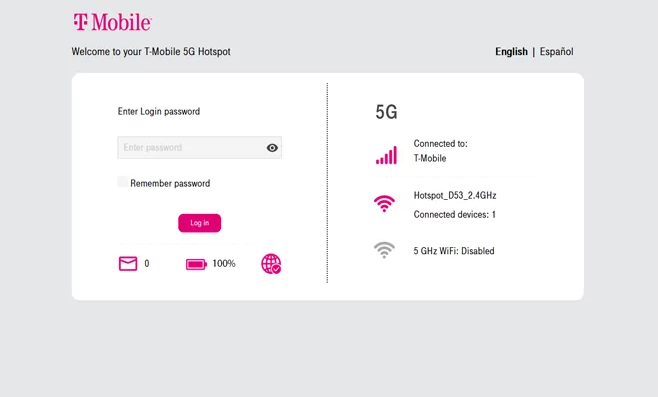 T-Mobile 5G Hotspot login