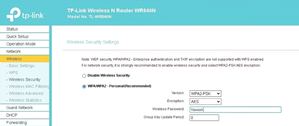 TP-link change WiFi password