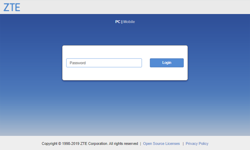 Ufi.ztedevice.com ZTE 4G Mobile Hotspot login
