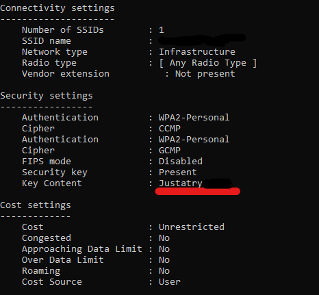 Use Command Prompt to show wifi password