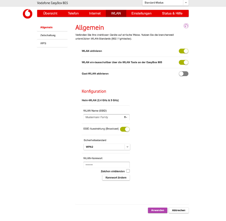 Vodafone EasyBox change wifi name and password