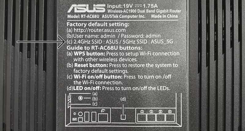 asus label default wifi network name and password