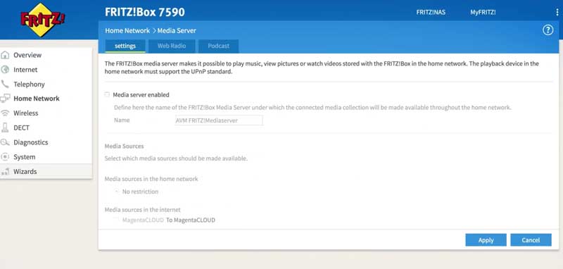 enable FRITZ!Box Mediaserver