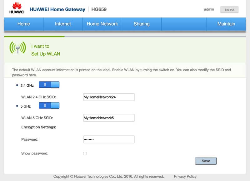 huawei hg659 Mediarouter.home change wifi network ssid and password 2