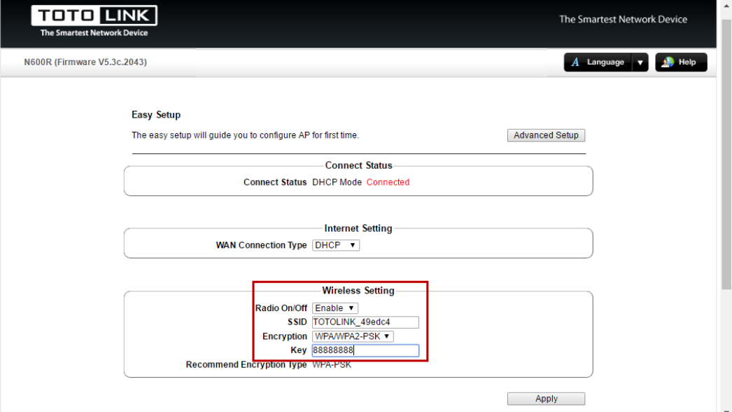 itotolink.net change wifi ssid and password easy setup