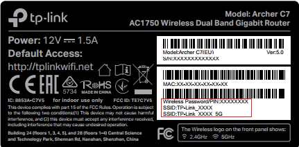 tp-link label default wifi username and password